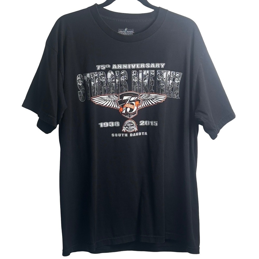Sturgis Bike Week 2015 75th Anniversary South Dakota Tee Size XL Biker Moto - Picture 2 of 6